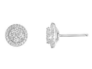 18K White Gold Diamond Cluster Earrings