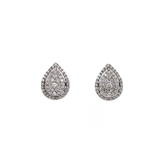 18K White Gold 0.50ct Diamond Pear Cluster Stud Earrings