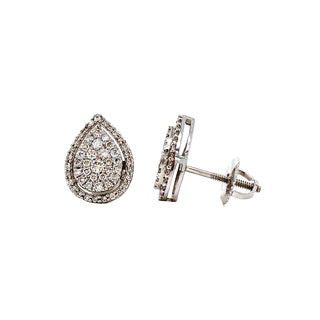 18K White Gold 0.50ct Diamond Pear Cluster Stud Earrings
