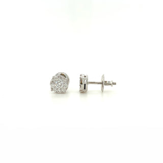 18K White Gold 0.50ct Diamond Round Cluster Stud Earrings