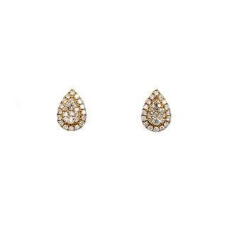 18K Yellow Gold 0.32ct Diamond Pear Cluster Stud Earrings