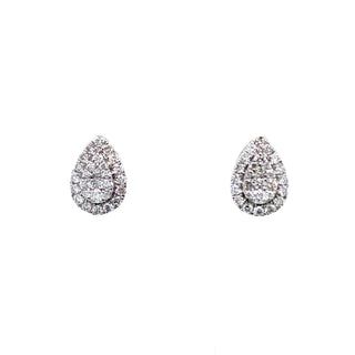 9K White Gold 0.33ct Diamond Pear Cluster Stud Earrings