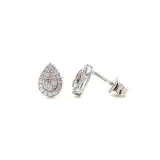9K White Gold 0.33ct Diamond Pear Cluster Stud Earrings