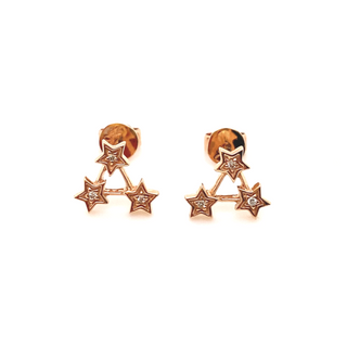 18K Rose Gold Diamond Star Stud Earrings