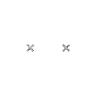 18K White Gold 0.05ct Diamond Tiny Cross Stud Earrings
