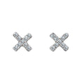 18K White Gold 0.05ct Diamond Tiny Cross Stud Earrings
