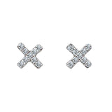 18K White Gold 0.05ct Diamond Tiny Cross Stud Earrings
