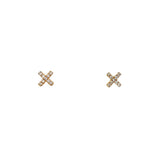 18K Yellow Gold 0.05ct Diamond Tiny Cross Stud Earrings