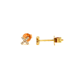 18K Yellow Gold 0.05ct Diamond Tiny Cross Stud Earrings