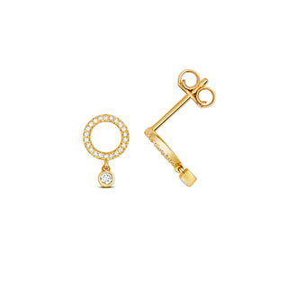 9K Yellow Gold 0.11ct Diamond Circle Stud Earrings