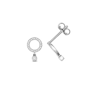 9K White Gold 0.11ct Diamond Circle Stud Earrings