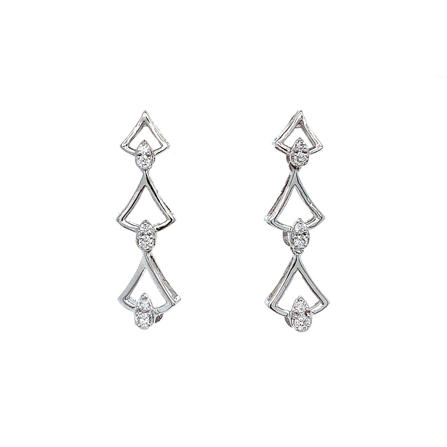 18K White Gold 0.17ct Diamond Triangle Drop Earrings