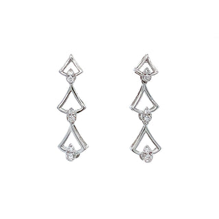 18K White Gold 0.17ct Diamond Triangle Drop Earrings