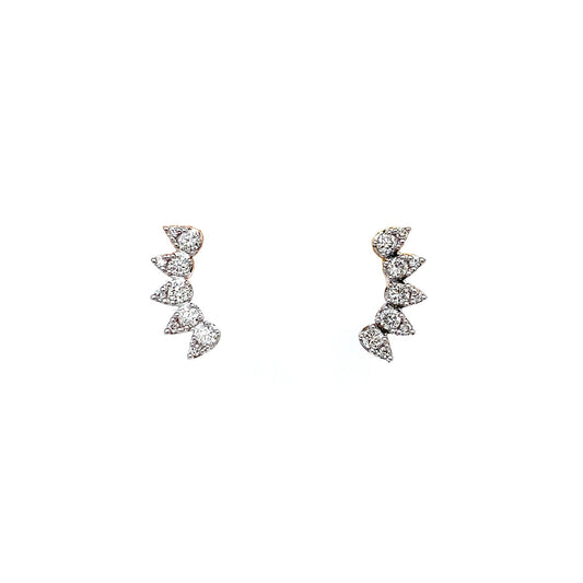 18K Rose Gold 0.25ct Diamond Pear Curve Stud Earrings