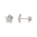18K White Gold 0.46 Diamond Star Cluster Stud Earrings