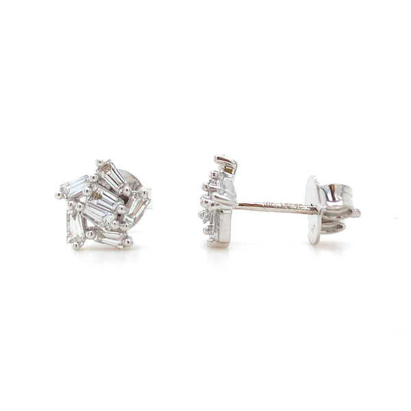 18K White Gold 0.46 Diamond Star Cluster Stud Earrings