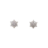 18K Yellow Gold 0.40ct Diamond Flower Cluster Stud Earrings