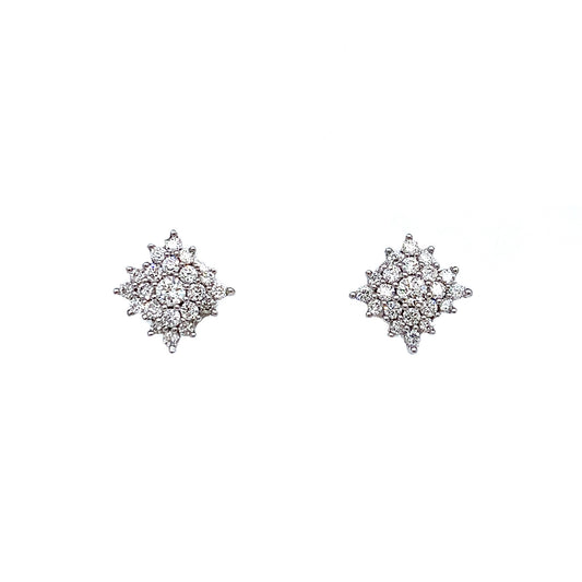 18K White Gold 0.33ct Diamond Cluster Stud Earrings