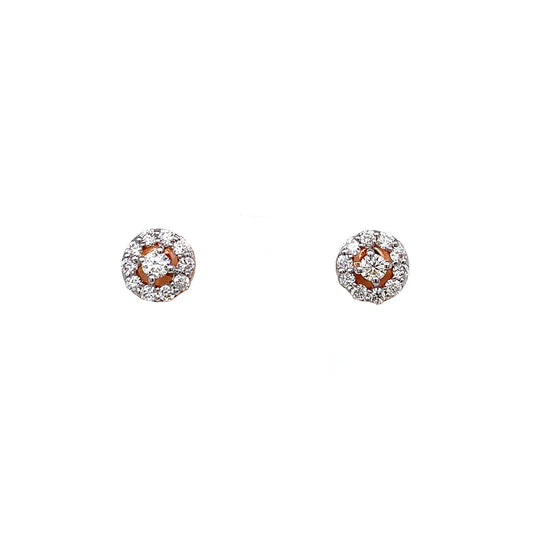 18K Rose Gold 0.26ct Diamond Halo Stud Earrings