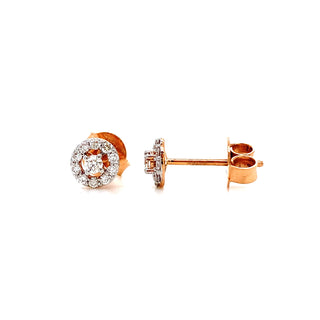 18K Rose Gold 0.26ct Diamond Halo Stud Earrings