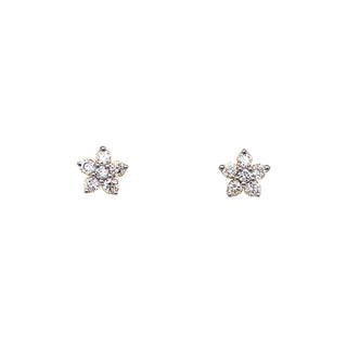 18K Yellow Gold 0.30ct Diamond Flower Stud Earrings