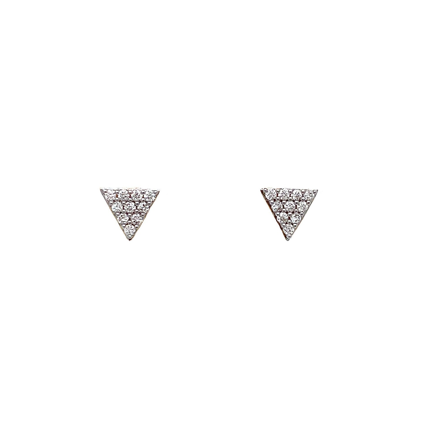 18K Yellow Gold 0.15ct Diamond Triangle Cluster Stud Earring