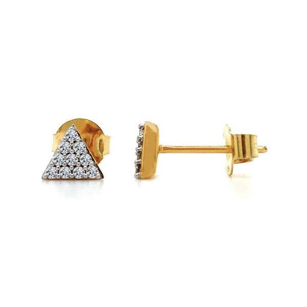 18K Yellow Gold 0.15ct Diamond Triangle Cluster Stud Earring