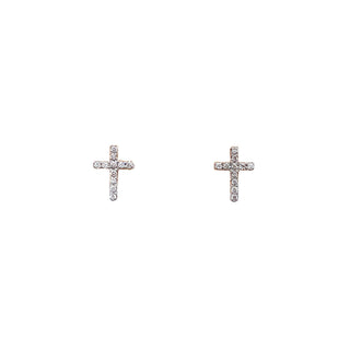 18K Rose Gold 0.06ct Diamond Cross Stud Earrings