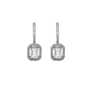 18K White Gold 1.26ct Diamond Halo Drop Earrings