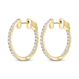 18K Yellow Gold 20mm Diamond Hoop Earrings