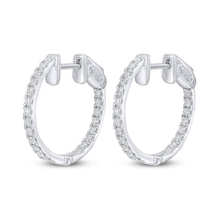 18K White Gold 18mm Diamond Hoop Earrings