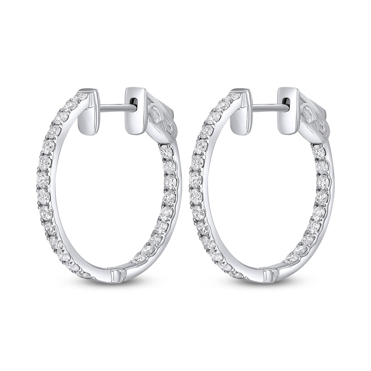 18K White Gold 20mm Diamond Hoop Earrings