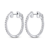 18K White Gold 20mm Diamond Hoop Earrings