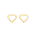 9K Yellow Gold 0.07ct Diamond Heart Stud Earrings