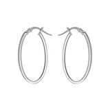 9K White Gold 14mm X 30mm Oval Creole Hoop Earrings