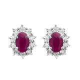 9K White Gold Diamond & Ruby Earrings