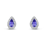 18K White Gold Tanzanite & Diamond Stud Earrings