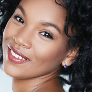 18K White Gold Pear Tanzanite & Diamonds Stud Earrings