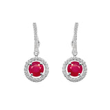 9ct White Gold Ruby And Diamond Drop Earrings
