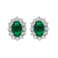 9K White Gold Emerald & Diamond Halo Earrings