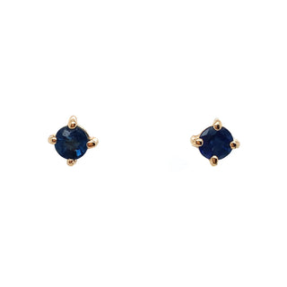 9K Yellow Gold Round Sapphire Stud Earrings