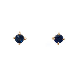 9K Yellow Gold Round Sapphire Stud Earrings