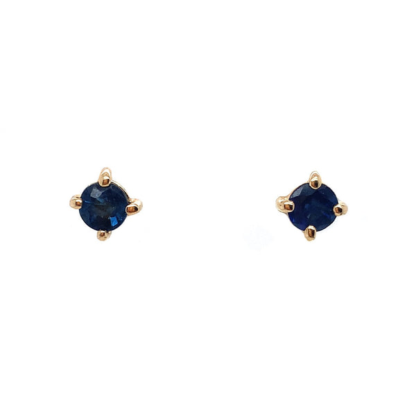 9K Yellow Gold Round Sapphire Stud Earrings