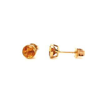 9K Yellow Gold Round Citrine Stud Earrings