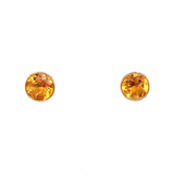 9K Yellow Gold Round Citrine Stud Earrings