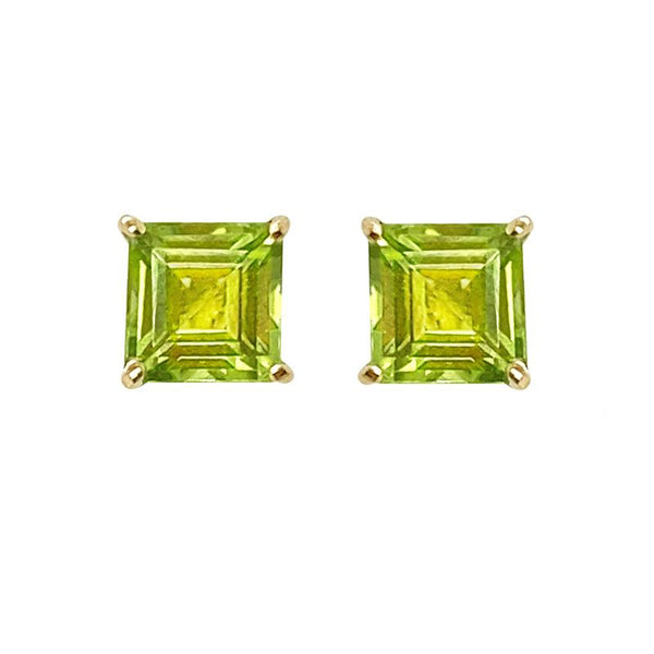 9K Yellow Gold Peridot Stud Earrings