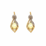 9K Yellow Gold Opal & Diamond Earrings