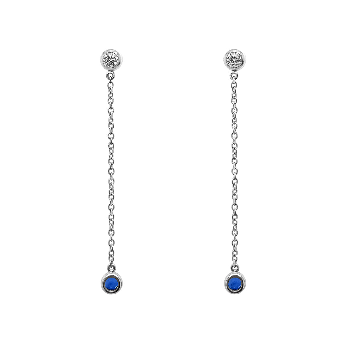 18ct White Gold Sapphire and Diamond Drop Earrings