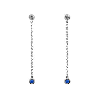 18K White Gold Sapphire and Diamond Drop Earrings