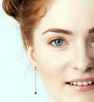 18K White Gold Sapphire and Diamond Drop Earrings